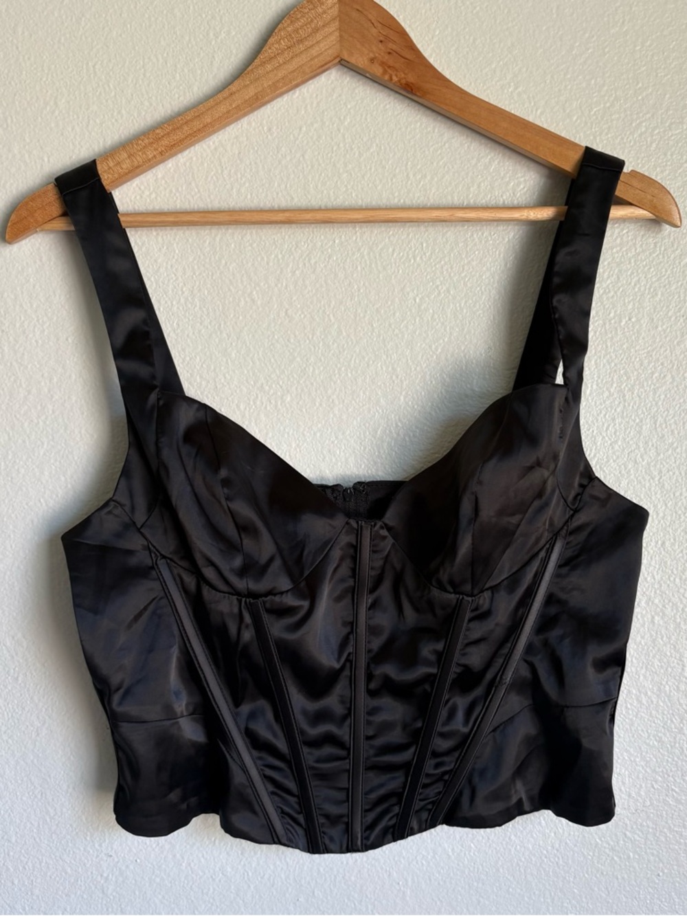FOREVER 21 | Black Satin Corset Top | Size L